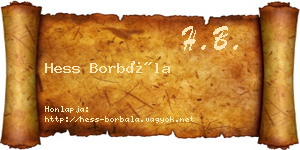 Hess Borbála névjegykártya